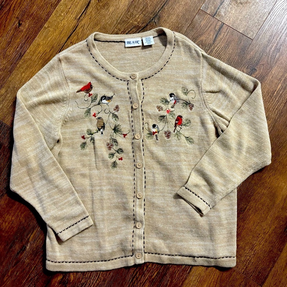 Blair cardinal sparrow embroidered cardigan XL